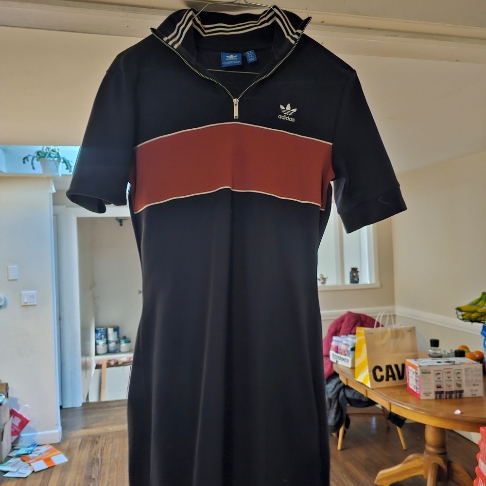 Y2K Adidas Navy and Red Polo Dress